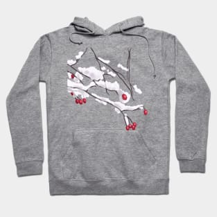 Snowy Branches With Winter Berries Hoodie